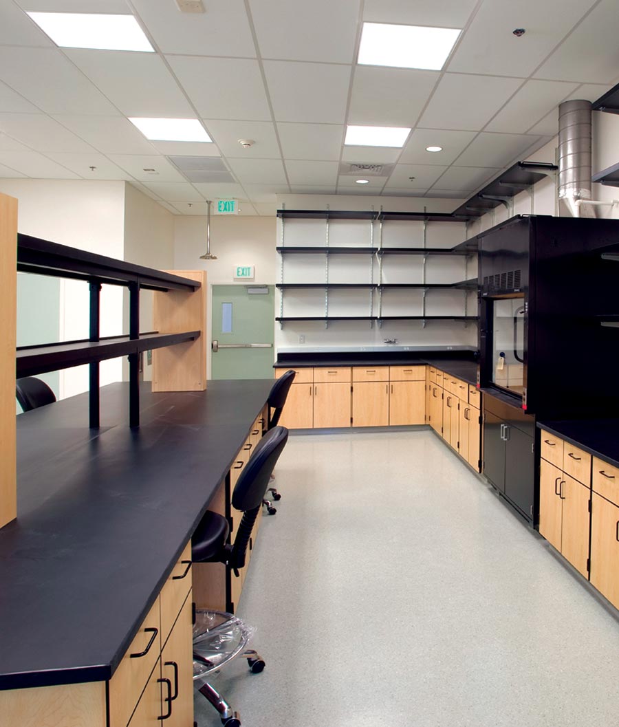 Several Natural Light tubular skylights installed in school science lab